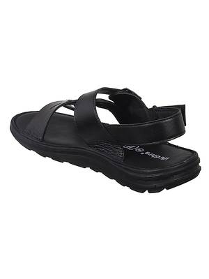 Vardhra Men's Black Genuine Leather Casual Sandal 3