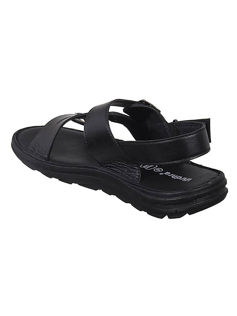 Vardhra Men's Black Genuine Leather Casual Sandal