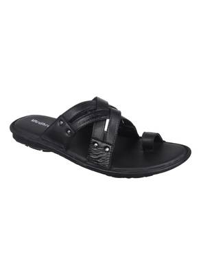 Vardhra Men's Black Genuine Leather Casual Slipper 1
