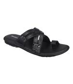 Vardhra Men's Black Genuine Leather Casual Slipper