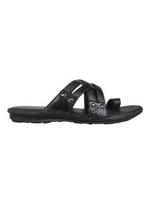 Vardhra Men's Black Genuine Leather Casual Slipper 2