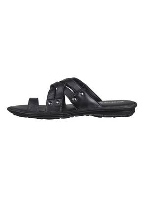 Vardhra Men's Black Genuine Leather Casual Slipper 3