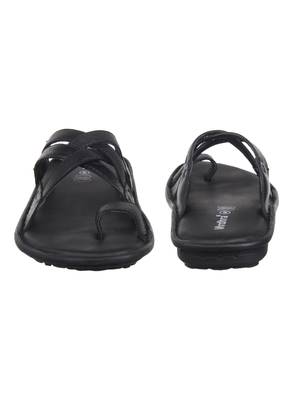 Vardhra Men's Black Genuine Leather Casual Slipper 4