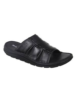 Vardhra Men's Black Genuine Leather Casual Slipper 1