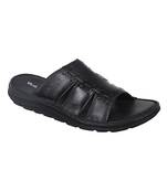 Vardhra Men's Black Genuine Leather Casual Slipper