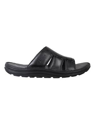 Vardhra Men's Black Genuine Leather Casual Slipper 2