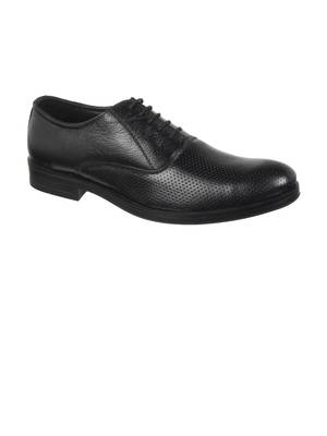 Vardhra Men's Black Genuine Leather Derby Formal Shoes 1