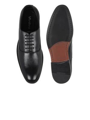 Vardhra Men's Black Genuine Leather Derby Formal Shoes 4