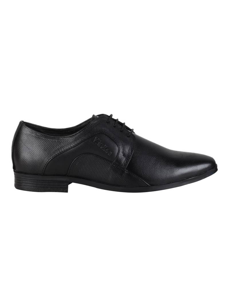 Vardhra Men's Black Genuine Leather Derby Formal Shoes