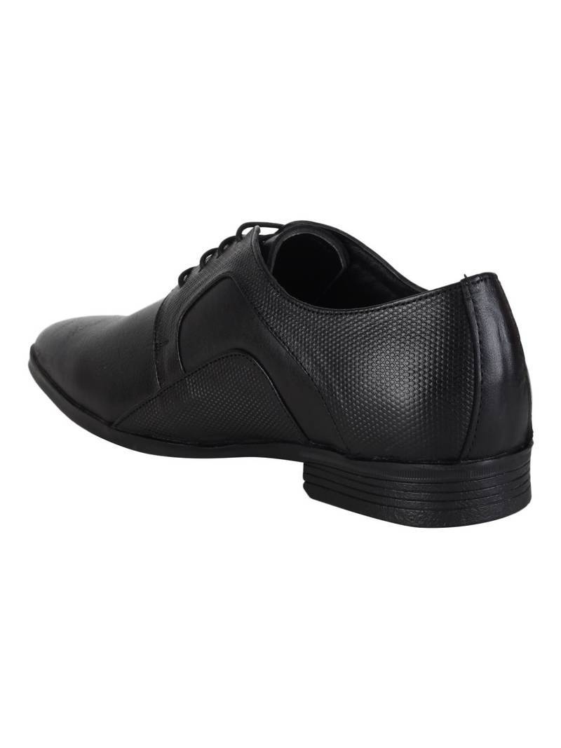 Vardhra Men's Black Genuine Leather Derby Formal Shoes
