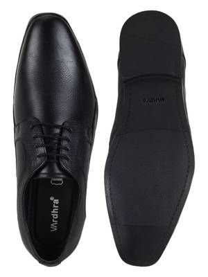 Vardhra Men's Black Genuine Leather Derby Formal Shoes 4