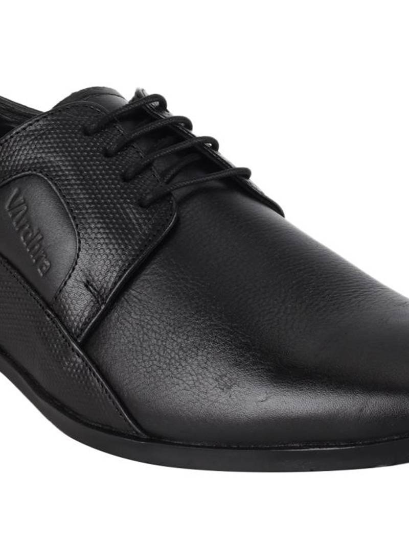 Vardhra Men's Black Genuine Leather Derby Formal Shoes