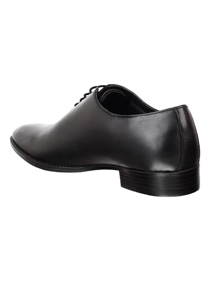 Vardhra Men's Black Genuine Leather Derby Formal Shoes