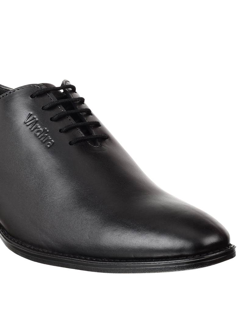 Vardhra Men's Black Genuine Leather Derby Formal Shoes