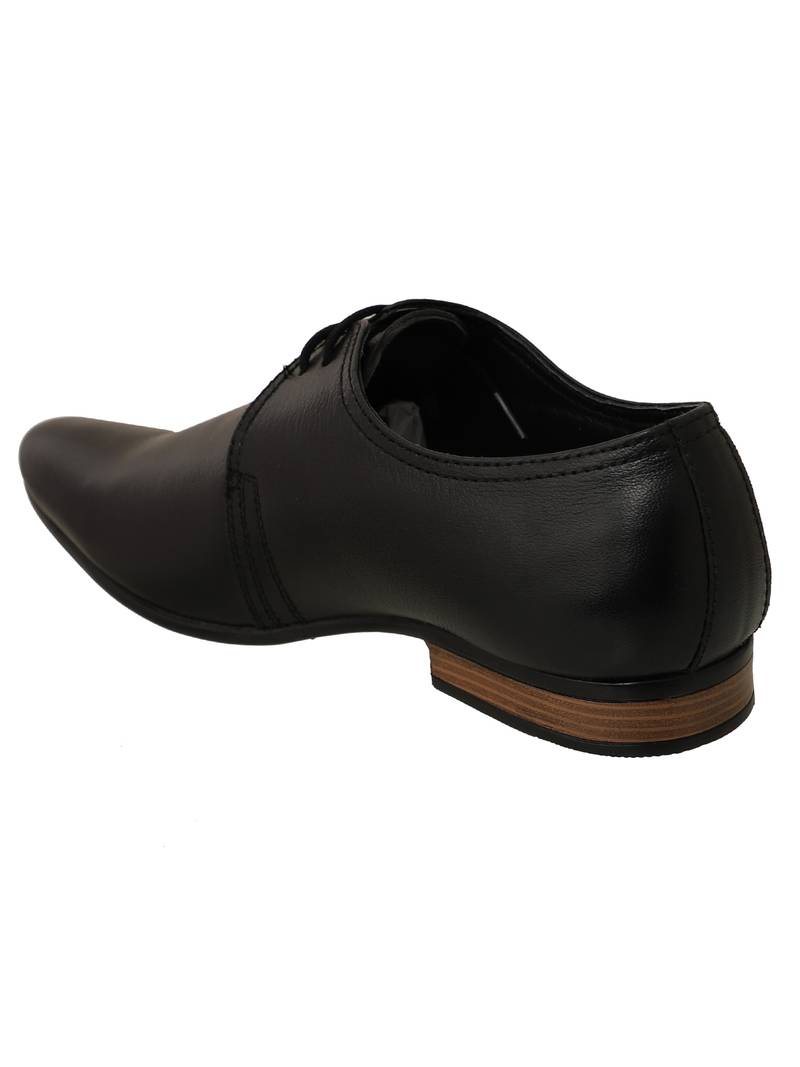 Vardhra Men's Black Genuine Leather Derby Party Formal Shoes