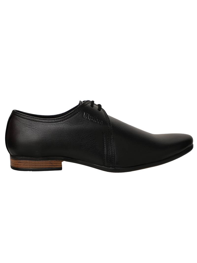Vardhra Men's Black Genuine Leather Derby Party Formal Shoes