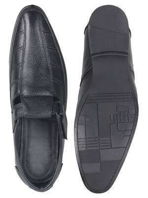 Vardhra Men's Black Genuine Leather Fisherman Casual Sandal 4