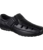Vardhra Men's Black Genuine Leather Fisherman Casual Sandal