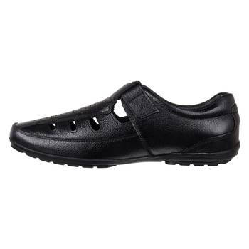 Vardhra Men's Black Genuine Leather Fisherman Casual Sandal 3