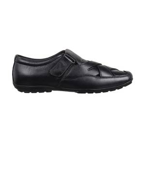 Vardhra Men's Black Genuine Leather Fisherman Casual Sandal 2