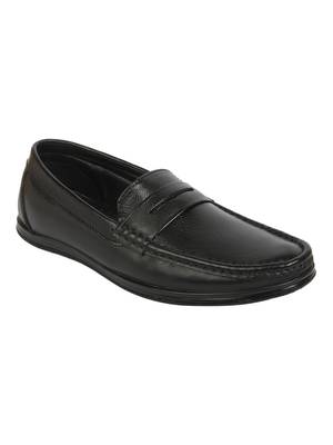 Vardhra Men's Black Genuine Leather Mild Leather Casual Loafer 1