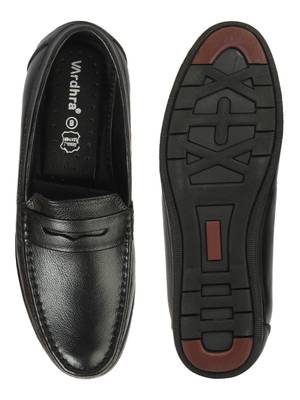Vardhra Men's Black Genuine Leather Mild Leather Casual Loafer 4