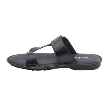 Vardhra Men's Black Genuine Leather Monk Casual Slipper 4