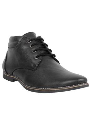 Vardhra Men's Black Genuine Leather Outdoor Derby Formal Boot 1