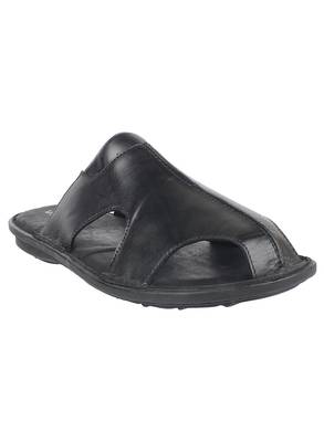 Vardhra Men's Black Genuine Leather Outdoor Front Closed Casual Sandal 1