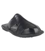Vardhra Men's Black Genuine Leather Outdoor Front Closed Casual Sandal