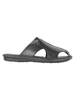 Vardhra Men's Black Genuine Leather Outdoor Front Closed Casual Sandal 3