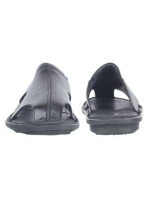 Vardhra Men's Black Genuine Leather Outdoor Front Closed Casual Sandal 4