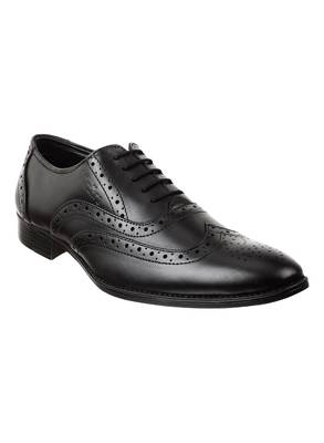 Vardhra Men's Black Genuine Leather Party Brogue Formal Shoes 1