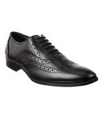 Vardhra Men's Black Genuine Leather Party Brogue Formal Shoes
