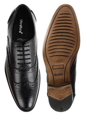 Vardhra Men's Black Genuine Leather Party Brogue Formal Shoes 4