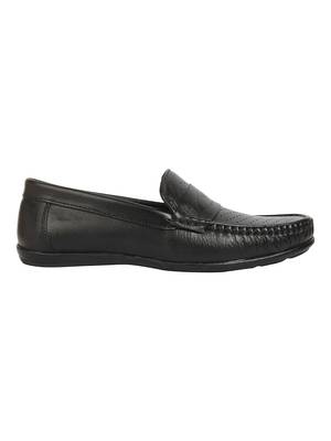 Vardhra Men's Black Genuine Leather Party Outdoor Casual Loafer 3