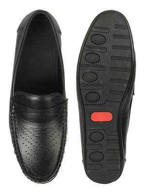 Vardhra Men's Black Genuine Leather Party Outdoor Casual Loafer 4