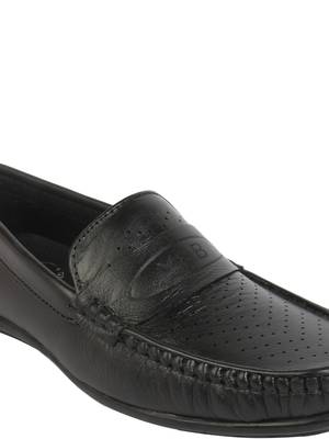 Vardhra Men's Black Genuine Leather Party Outdoor Casual Loafer 5