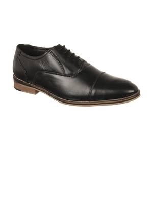 Vardhra Men's Black Genuine Leather Party Oxford Formal Shoes 1