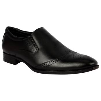 Vardhra Men's Black Genuine Leather Party Quarter Brogue Formal Shoes 1