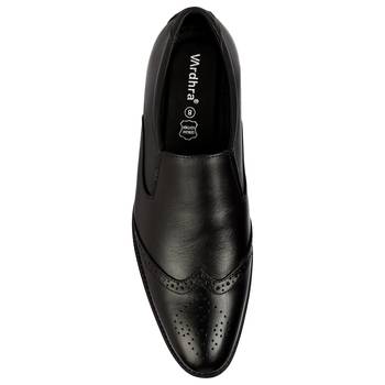 Vardhra Men's Black Genuine Leather Party Quarter Brogue Formal Shoes 4