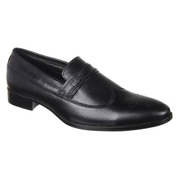 Vardhra Men's Black Genuine Leather Party Quarter Brogue Formal Shoes 1