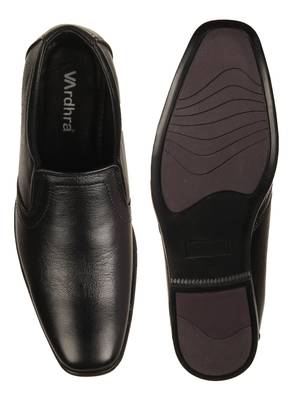Vardhra Men's black Genuine Leather Party Slip On Formal Shoes 4