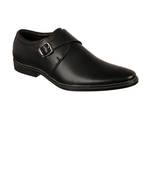 Vardhra Men's Black Genuine Leather Single Monk Formal Shoes