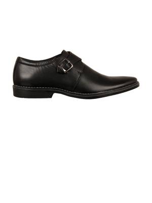 Vardhra Men's Black Genuine Leather Single Monk Formal Shoes 3