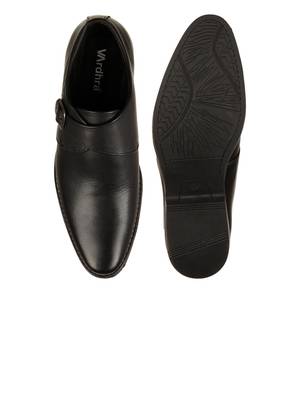 Vardhra Men's Black Genuine Leather Single Monk Formal Shoes 4
