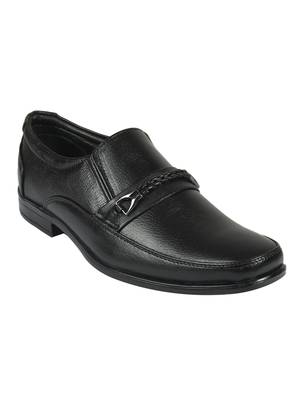 Vardhra Men's Black Genuine Leather Slip On Formal Shoes 1