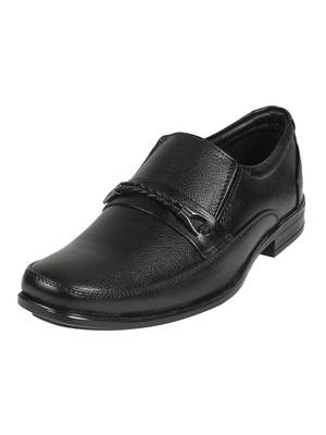 Vardhra Men's Black Genuine Leather Slip On Formal Shoes 2