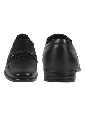 Vardhra Men's Black Genuine Leather Slip On Formal Shoes 5