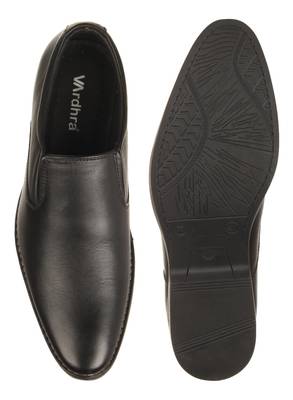 Vardhra Men's Black Genuine Leather Slip On Formal Shoes 5